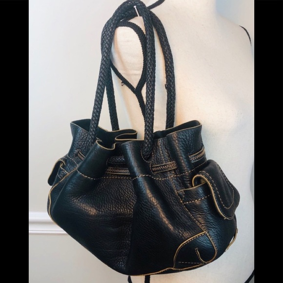 Nice Black Cole Haan Pebbled Leather Purse Tassel - Picture 2 of 9